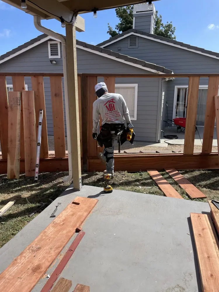 Mario building a wood fence